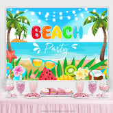 Karikatur Sommer Strand Kokosnuss Baum Geburtstag Hintergrund